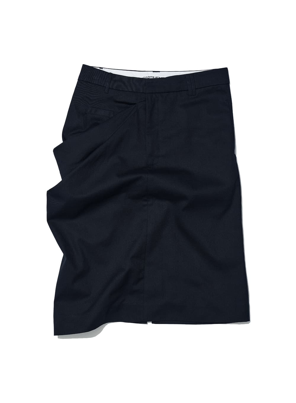 ASYMMETRIC DRAPE PANEL MIDI SKIRT_DARK NAVY