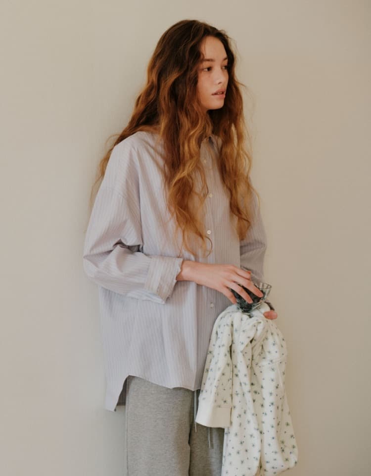 oversized stripe shirts - light grey