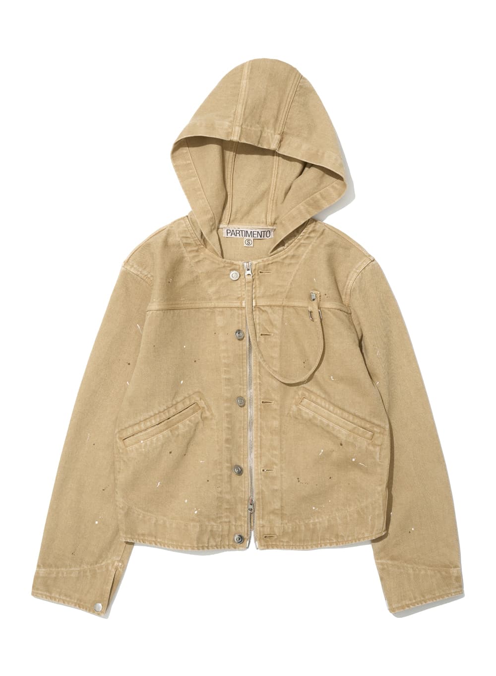 WASHED HOODED TRUCKER JACKET_BEIGE