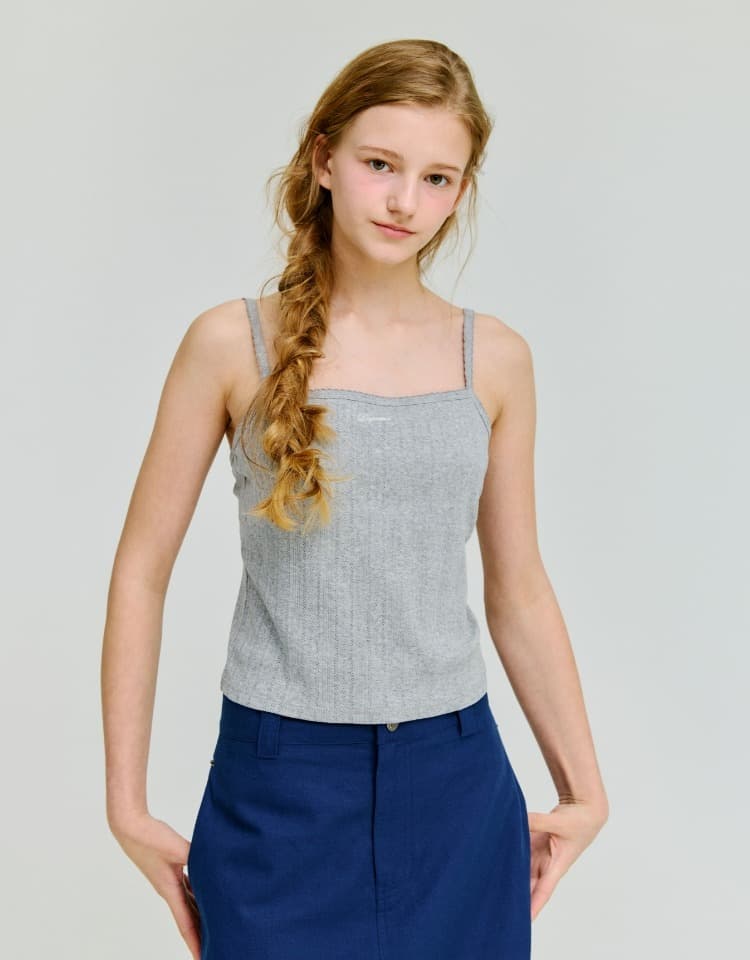 eyelet cap sleeveless - melange grey