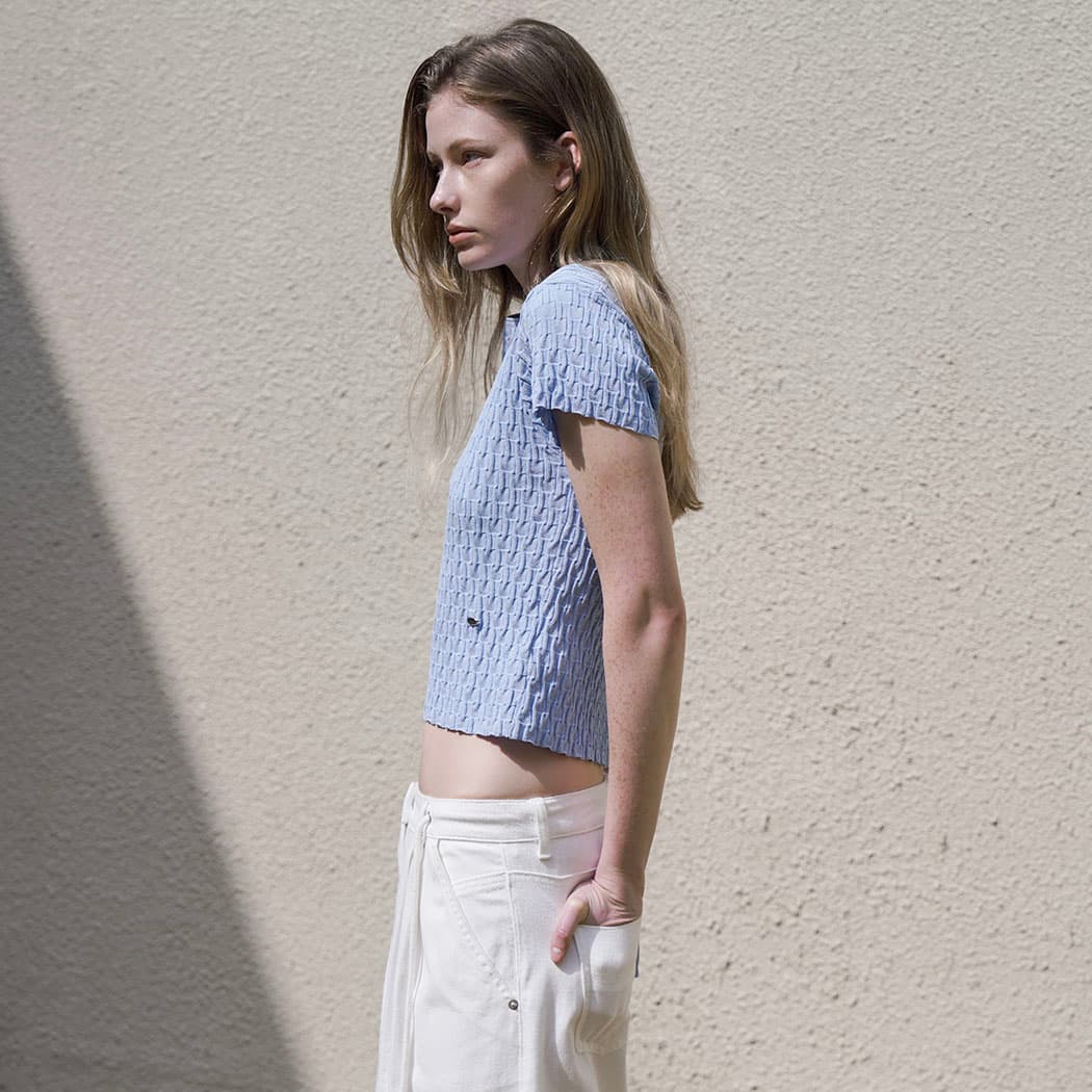 (Z-T-7058)BACK STRING CROP KNIT