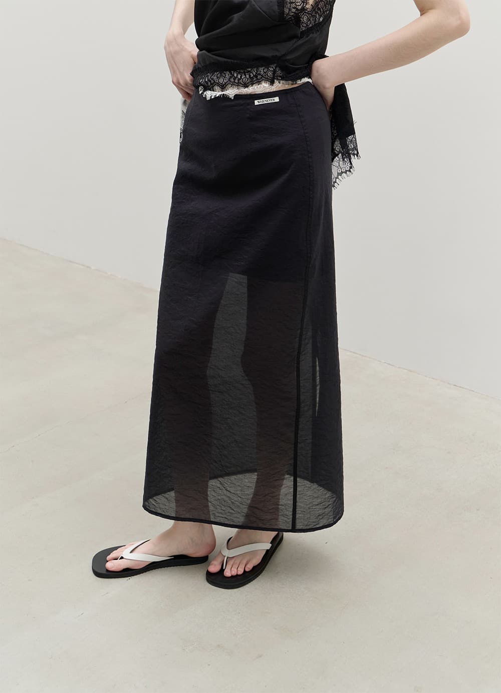 Light Sheer Maxi Skirt - Black