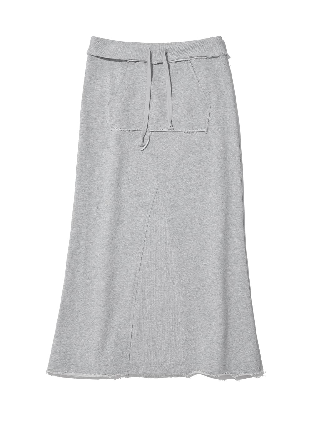 CUT-OFF POCKET SWEAT MAXI SKIRT_MELANGE