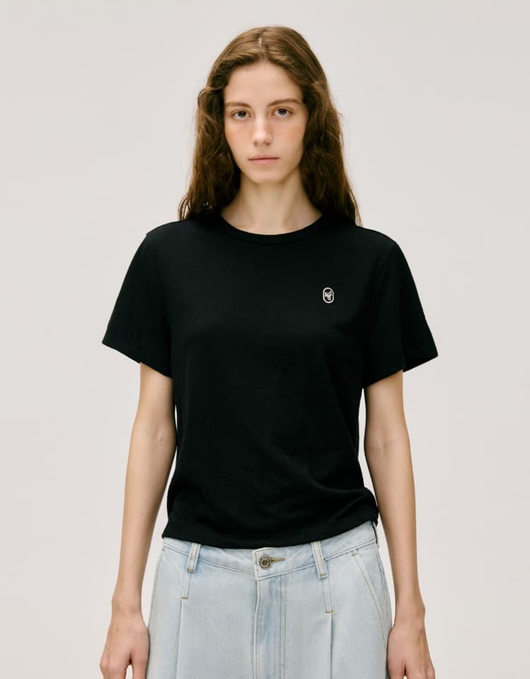 wappen linen t-shirt - black