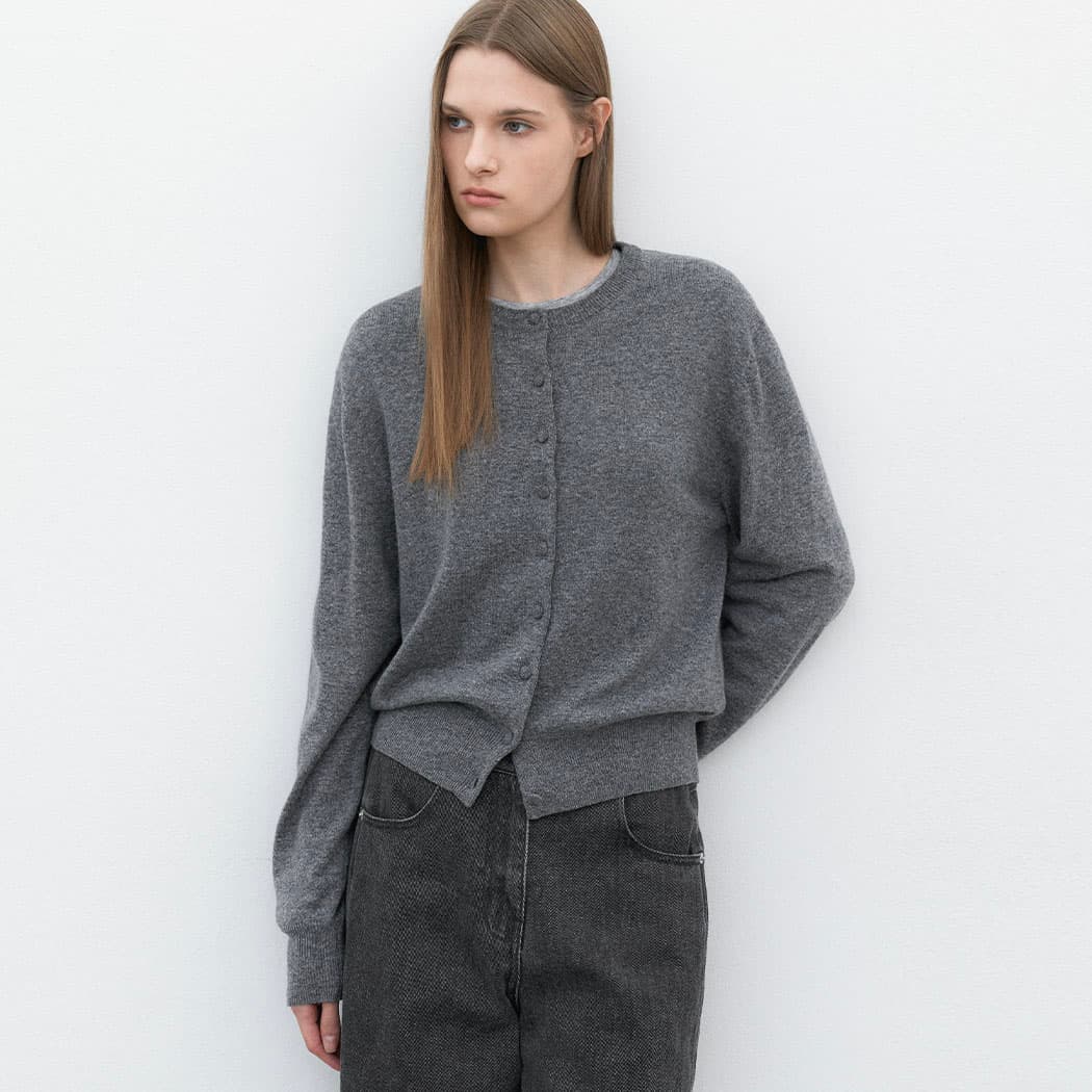 (CD-2237)ESSENTIAL ROUND KONG BUTTON CARDIGAN