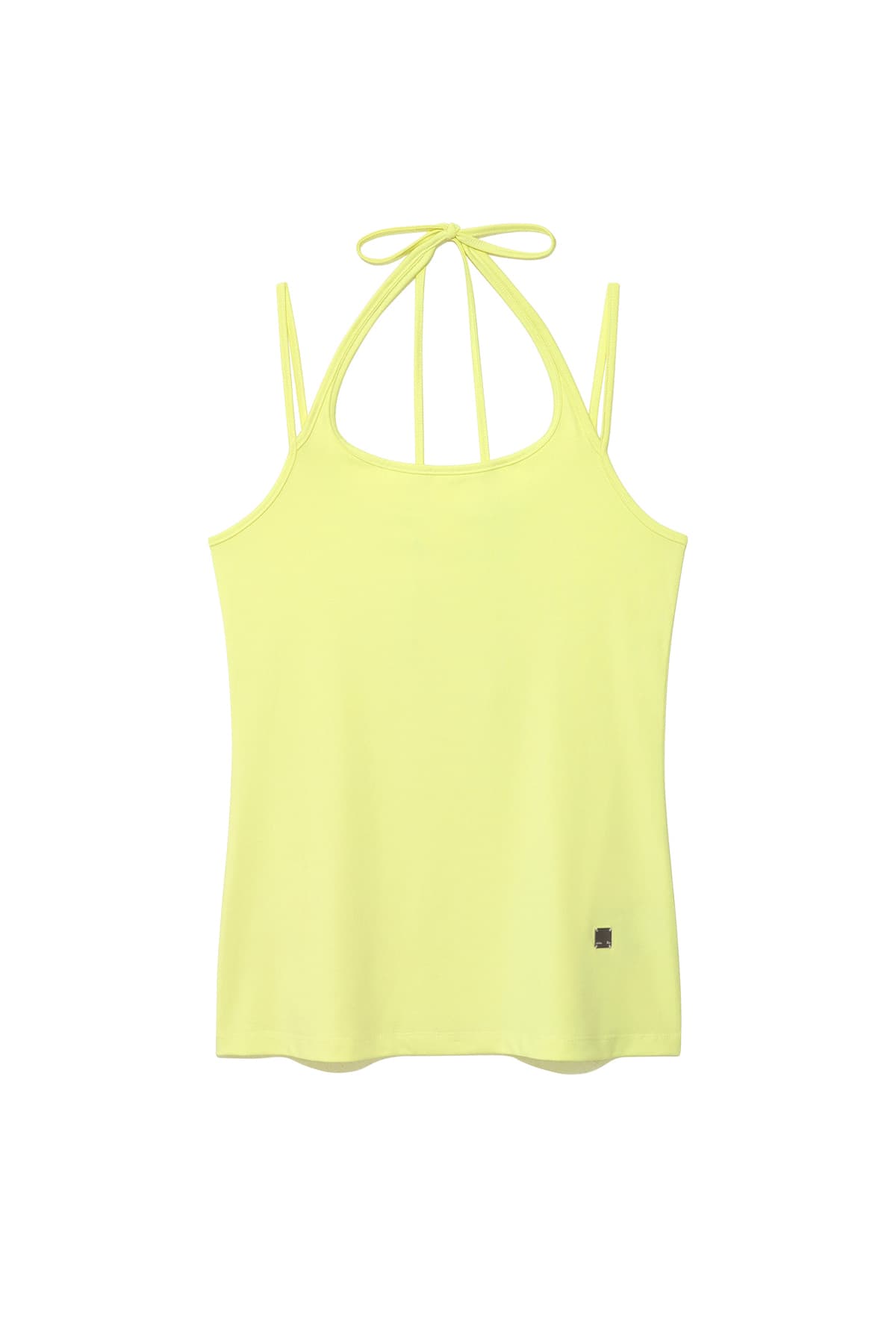 STRING HALTER NECK TANK TOP IN LIGHT YELLOW