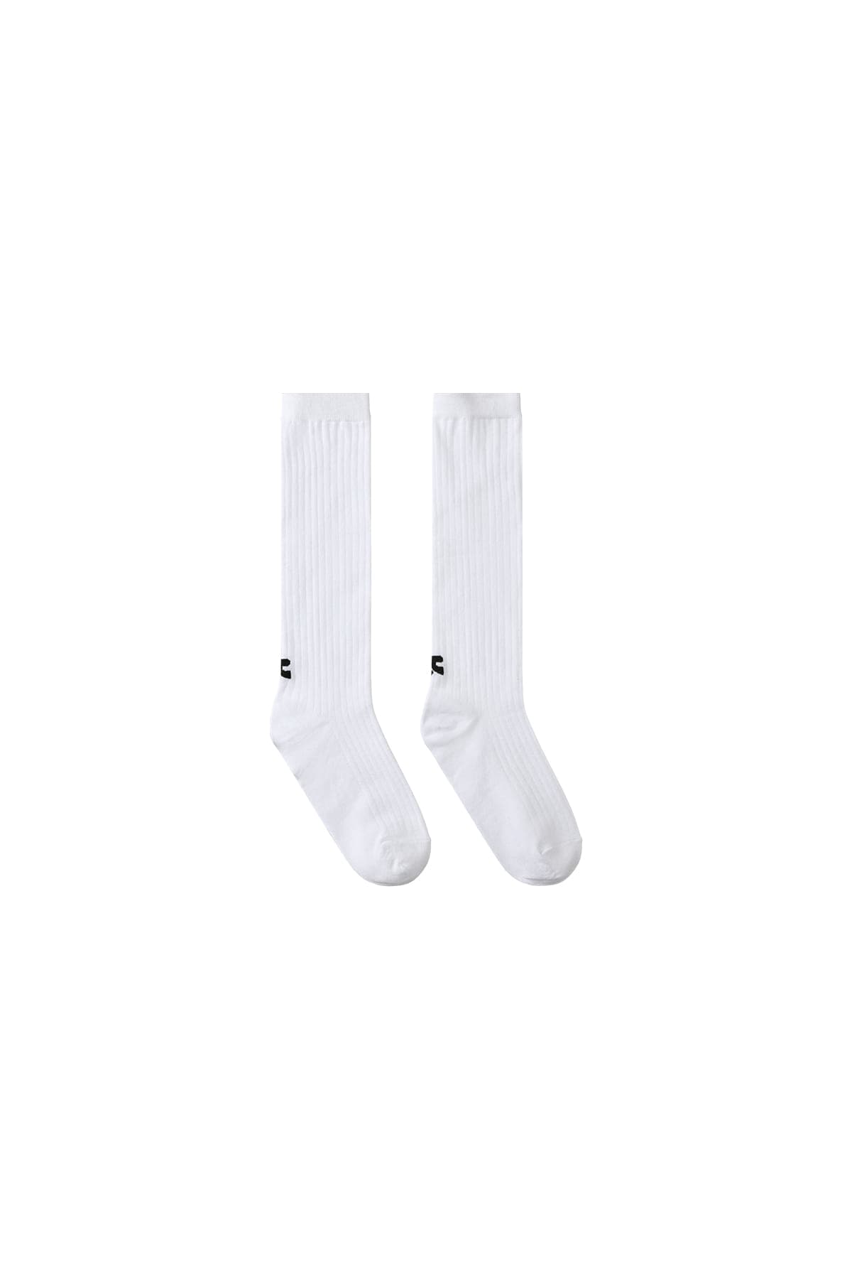 LOGO RIBBED LONG SOCKS - WHITE