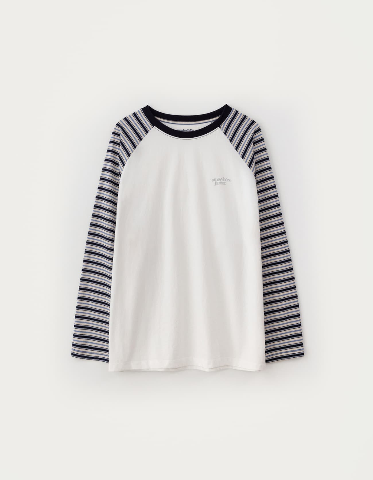Niro Stripe Raglan Long Top - Ivory(Navy)