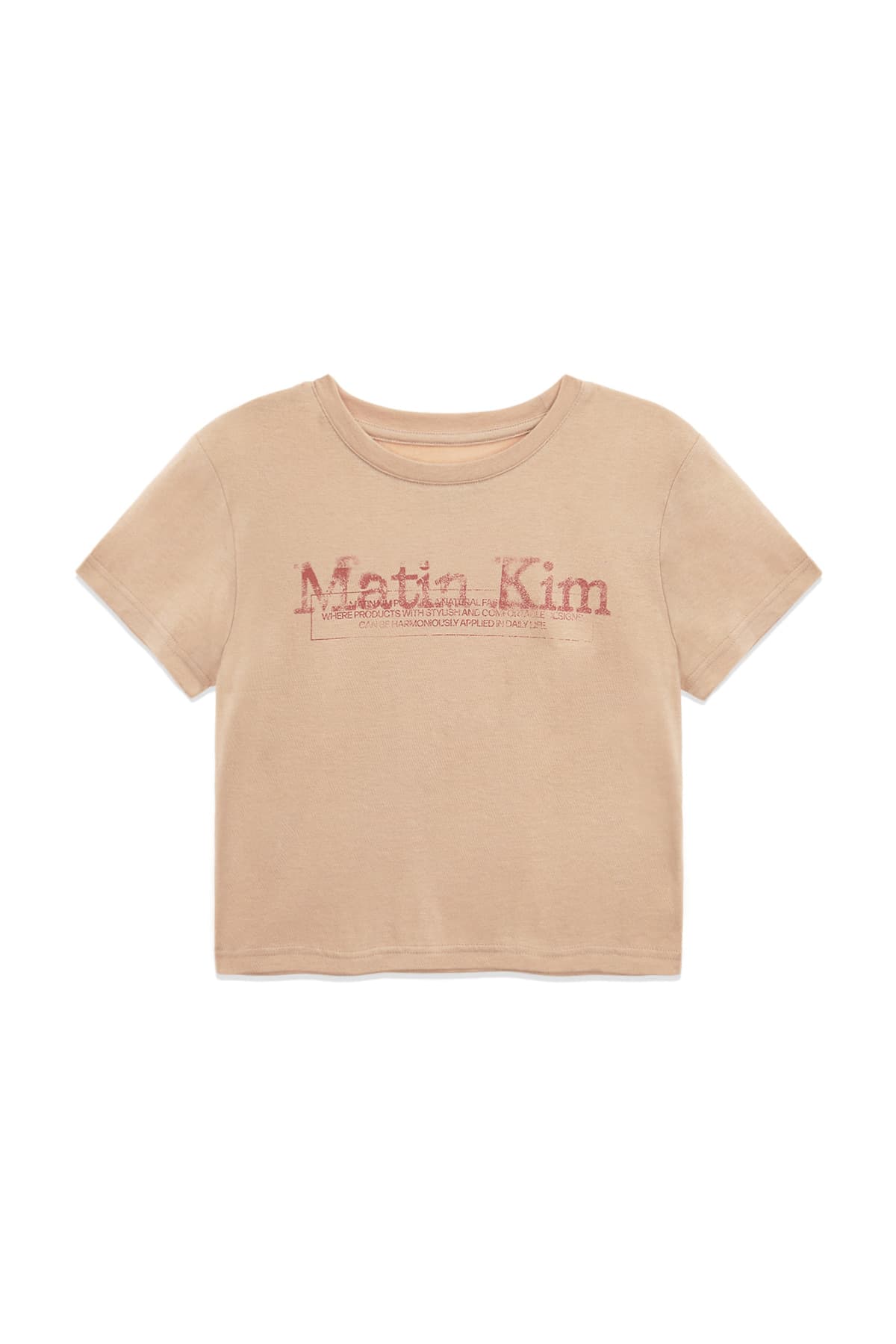 STAMP LOGO GRAPHIC CROP TOP IN BEIGE