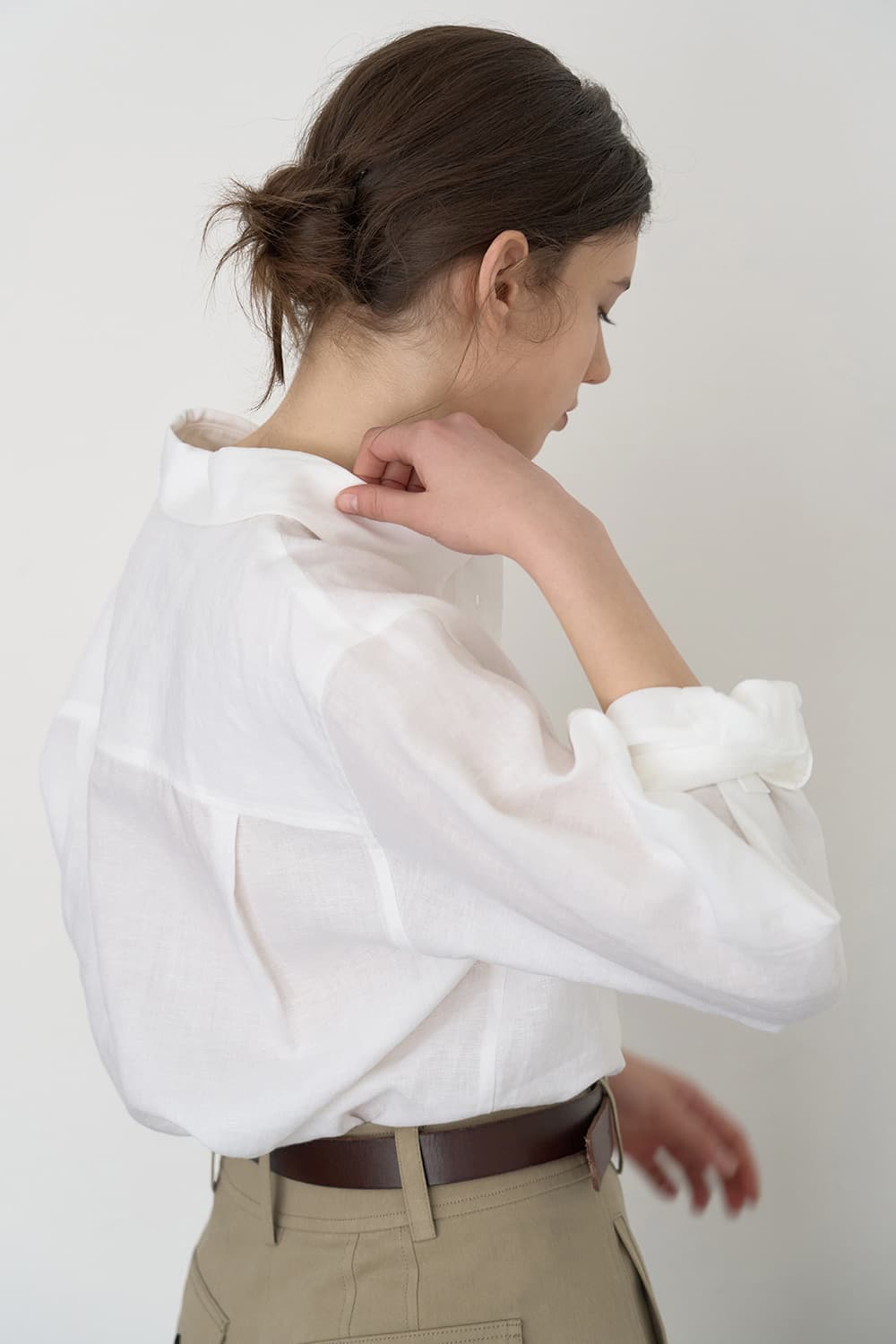 Linen classic shirt White [N6PSBL01]