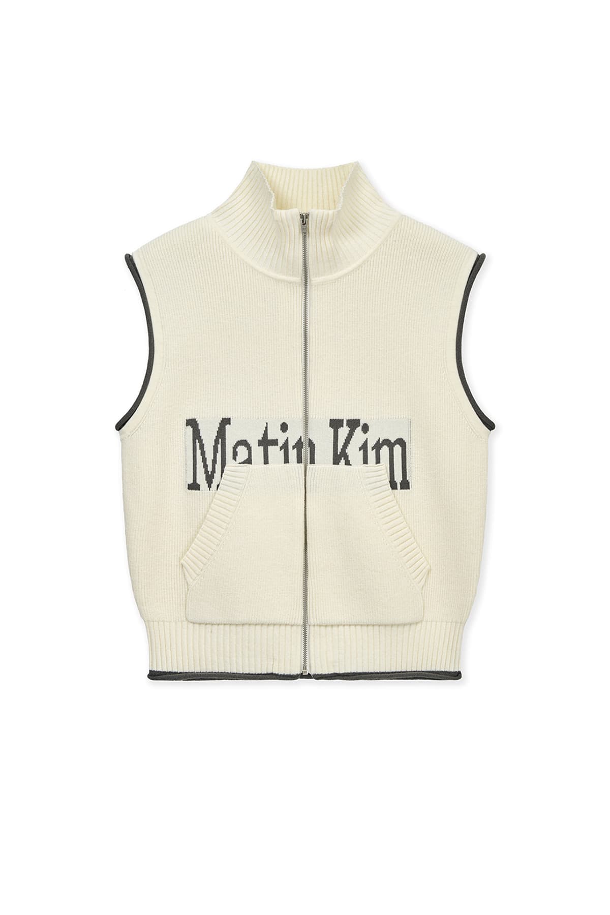 MATIN KIM SPELL POINT KNIT ZIP UP VEST IN IVORY