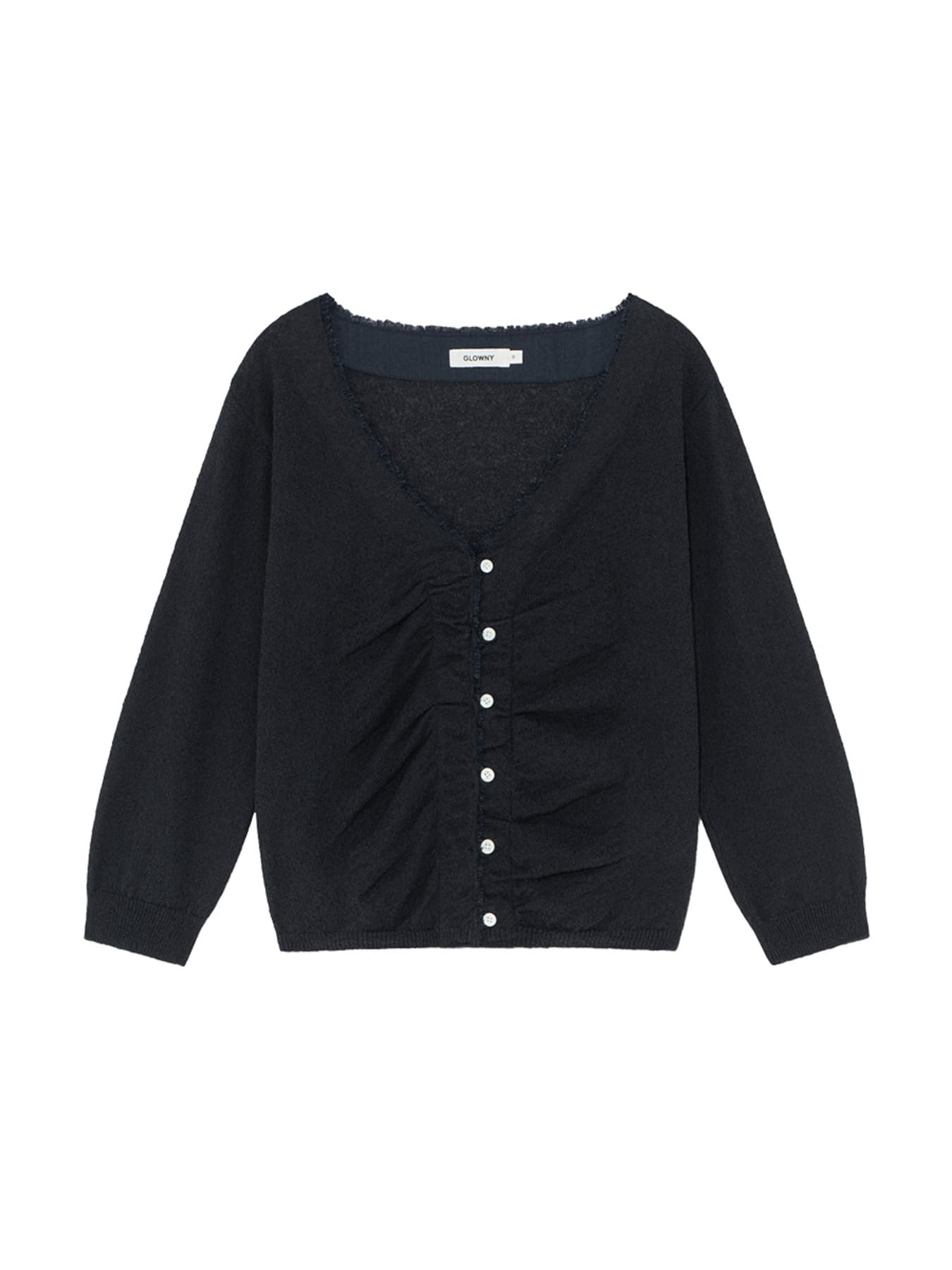 SHERBET V-NECK FRINGE CARDIGAN (DEEP NAVY)