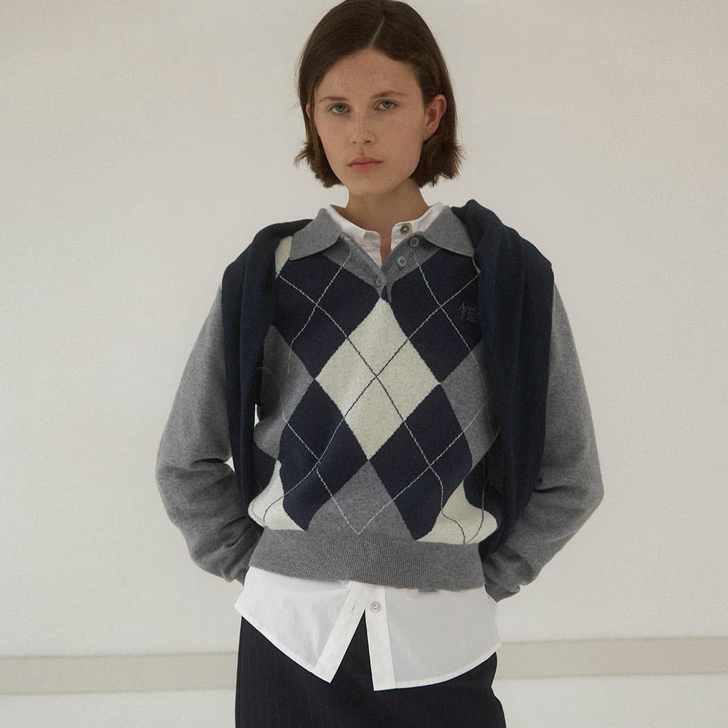 (Z-T-6904)MALO ARGYLE CROP KNIT