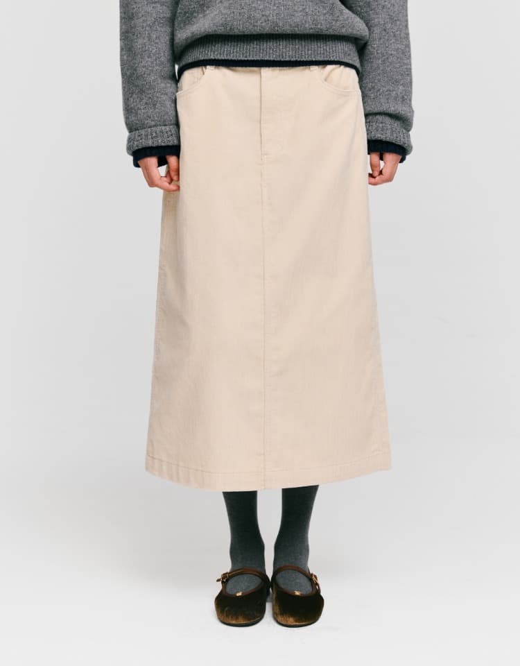 corduroy long skirt - light beige