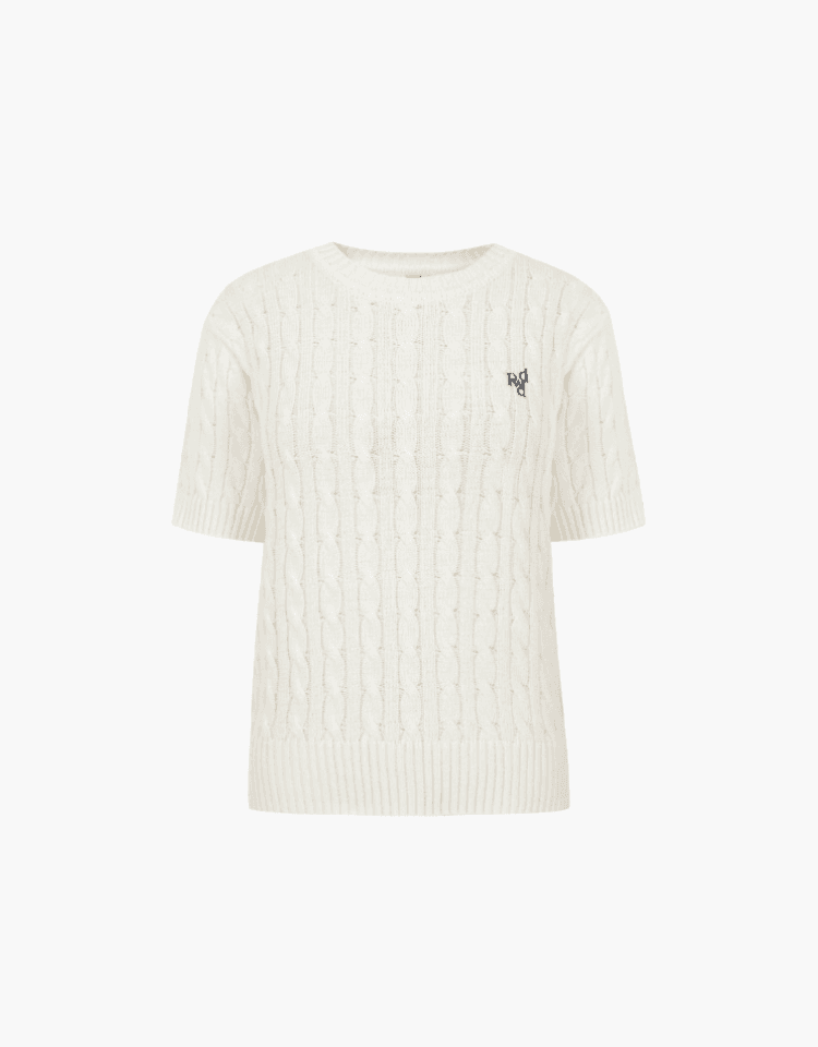 half sleeve cable knit - ivory