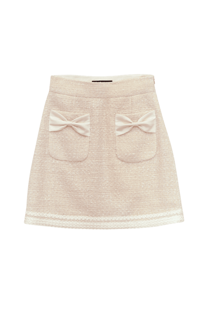 Tweed Ribbon Skirt (Beige)