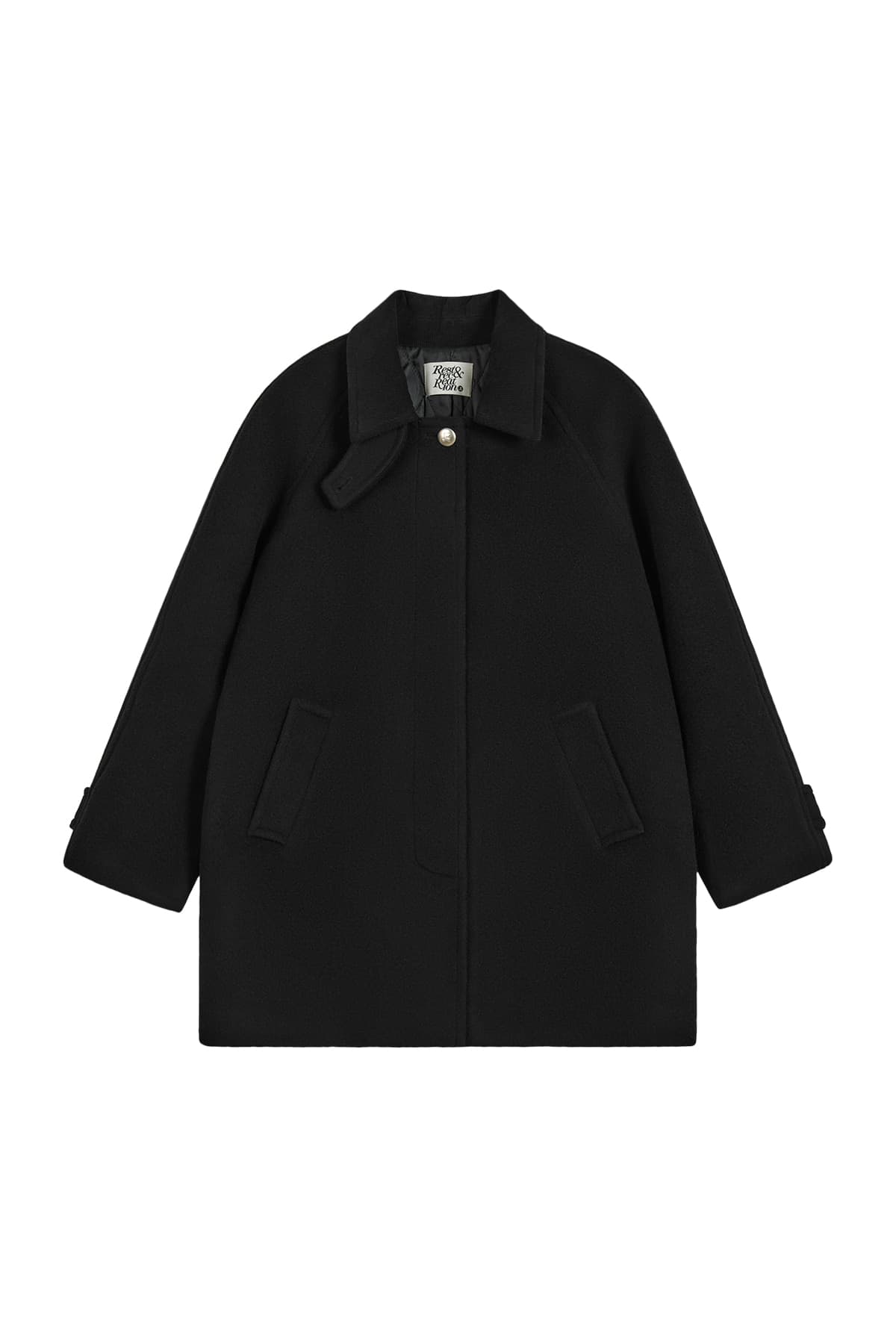 WOOL BALMACAAN COAT - BLACK
