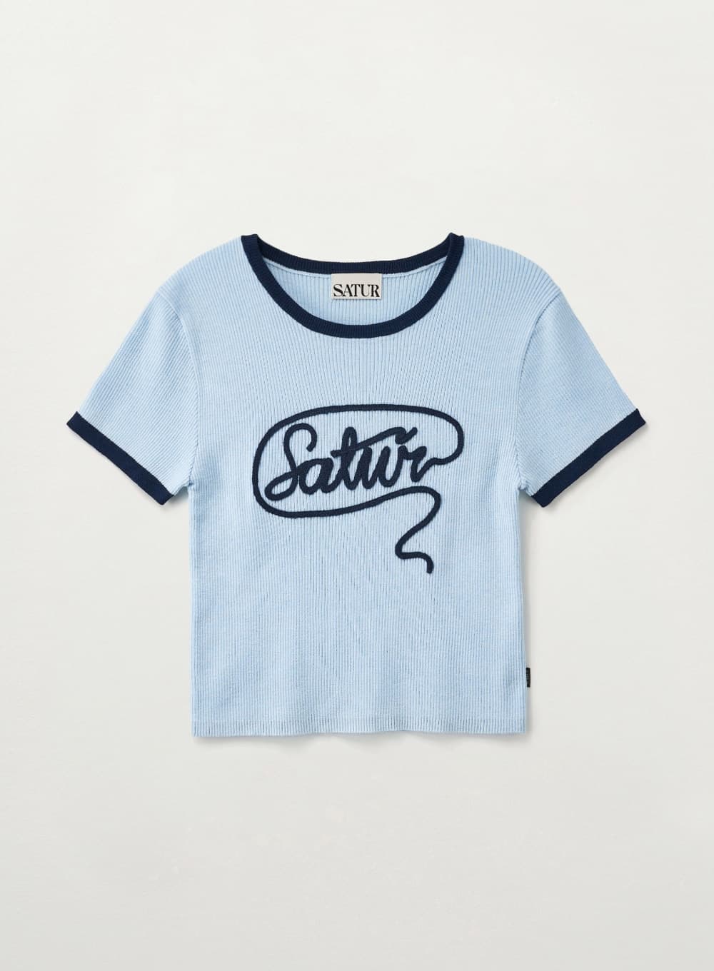 (W) Rope Logo Ringer Half Knit - Sky Blue