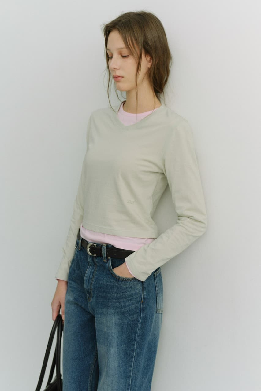 ESSENTIAL PETIT V-NECK T-SHIRT SOFT MINT_UDTS6A201T1
