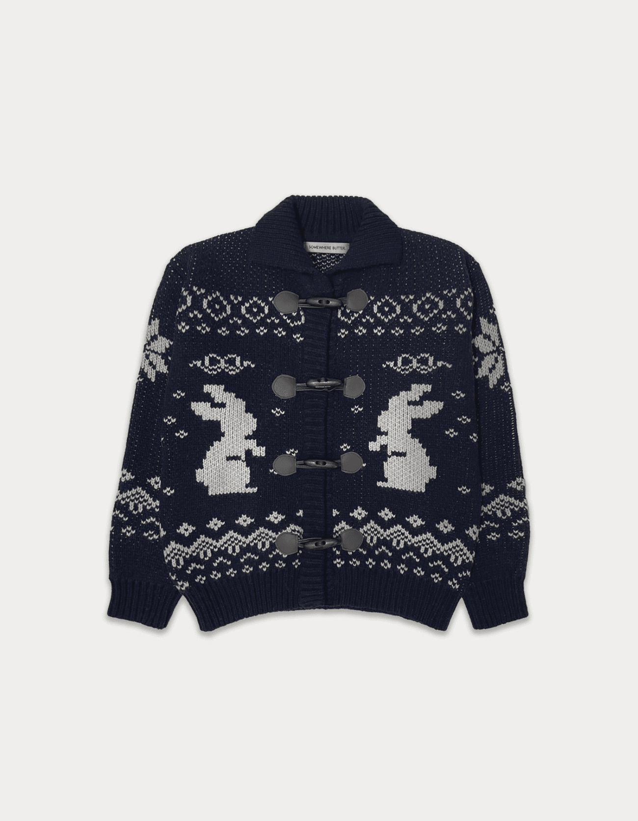 Rabbit Wool Cowichan Cardigan - Navy
