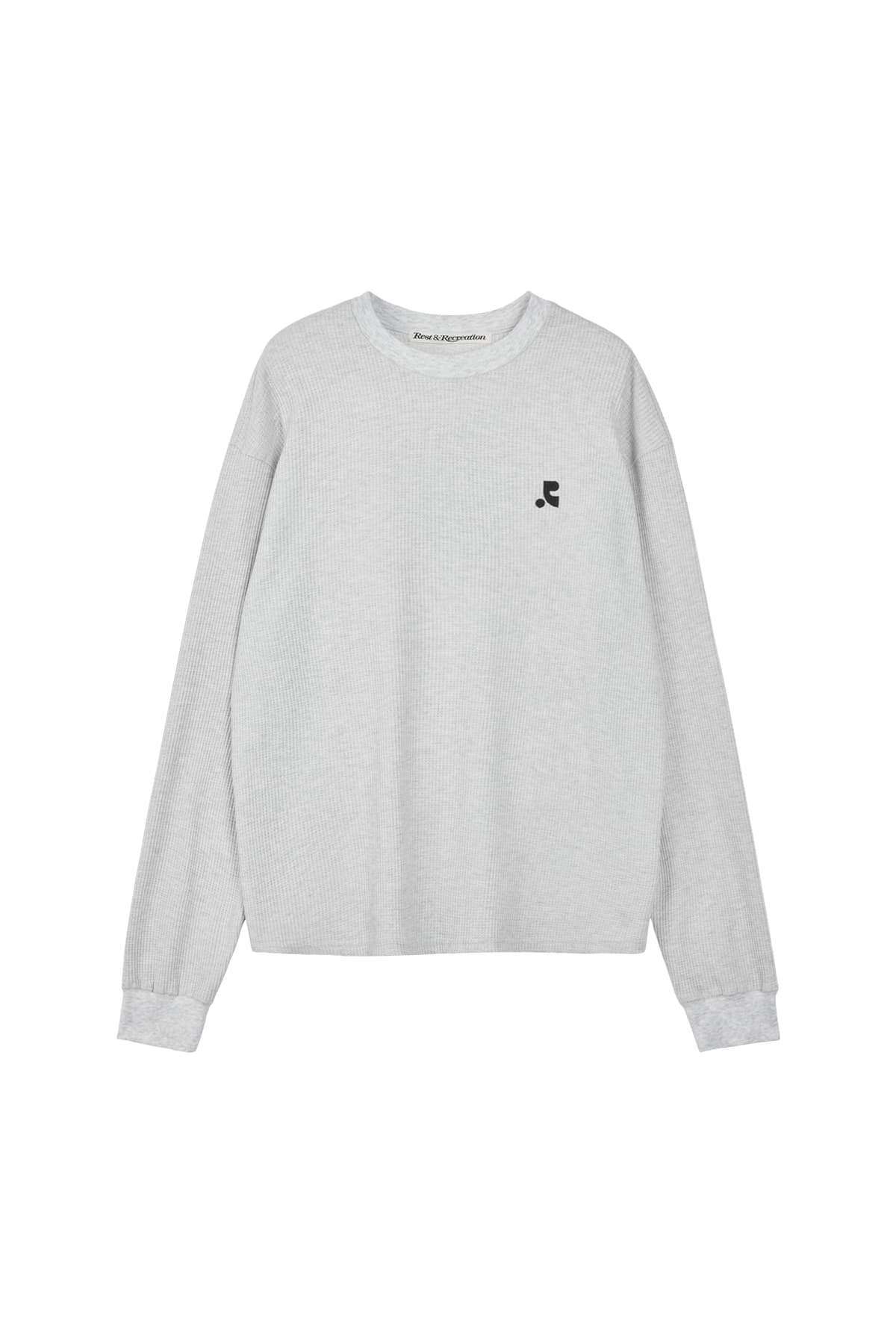 OVERSIZED WAFFLE CREWNECK T-SHIRT - LIGHT GREY