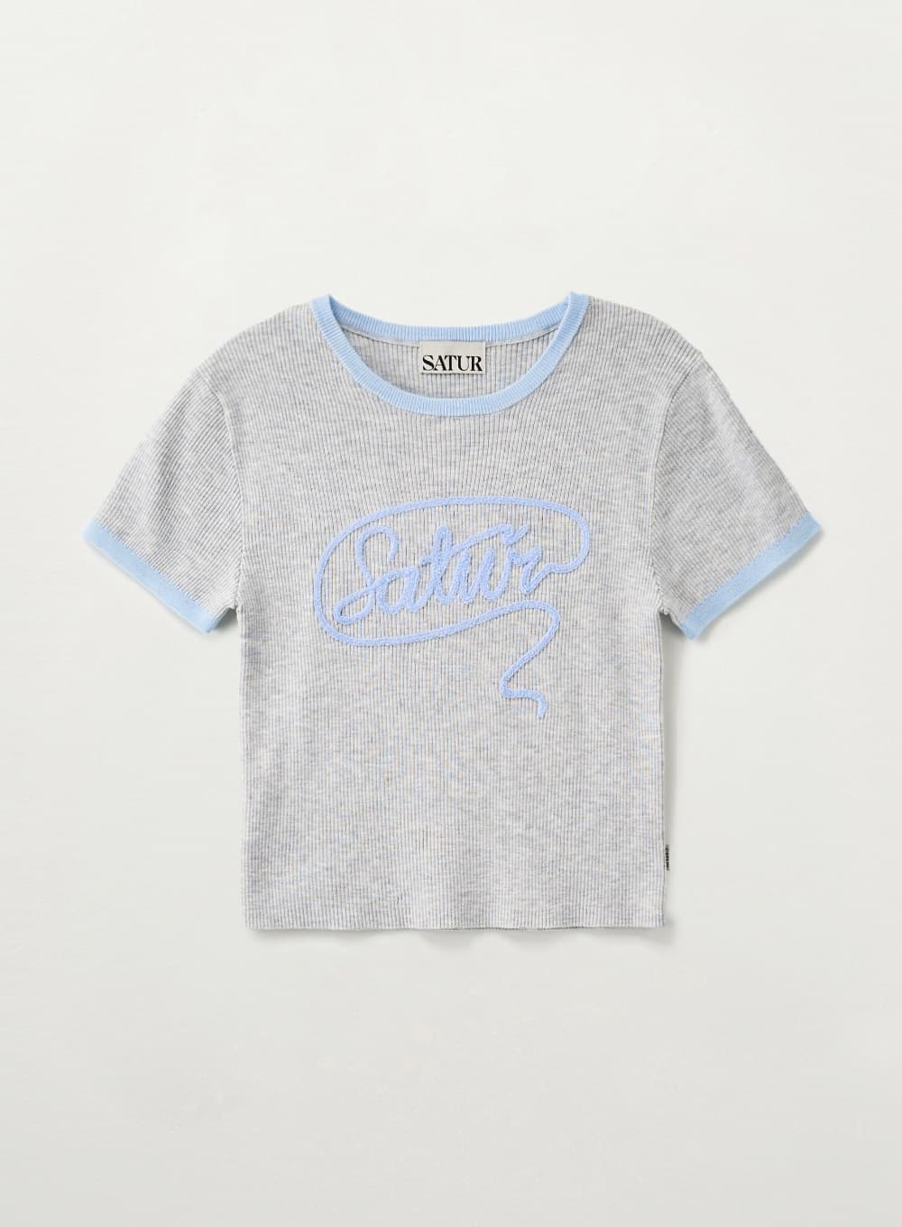 (W) Rope Logo Ringer Half Knit - Melange Gray