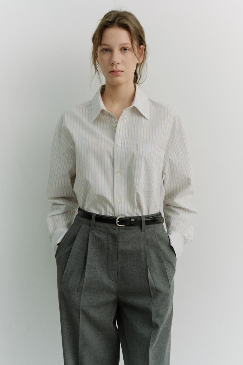 UNISEX OVERSIZED STRIPED SHIRT BEIGE STRIPE_UDSH6A104I2