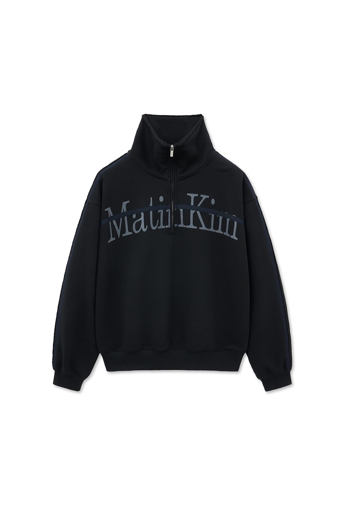 CUT OUT HALF ZIP SWEATSHIRT FOR MEN IN BLACK