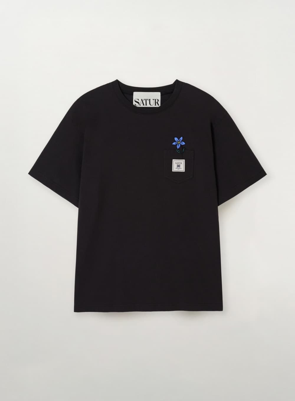 Flower Pocket T-Shirt - Black