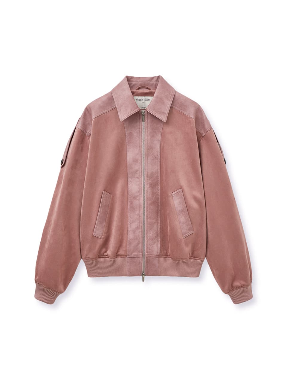 SUEDE MIX LEATHER ZIP UP JUMPER FOR WOMEN IN PINK