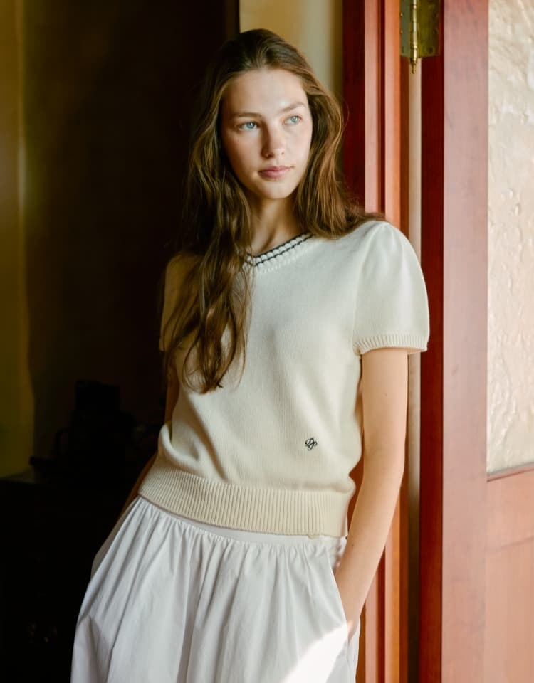 v neck half sleeve pullover - butter