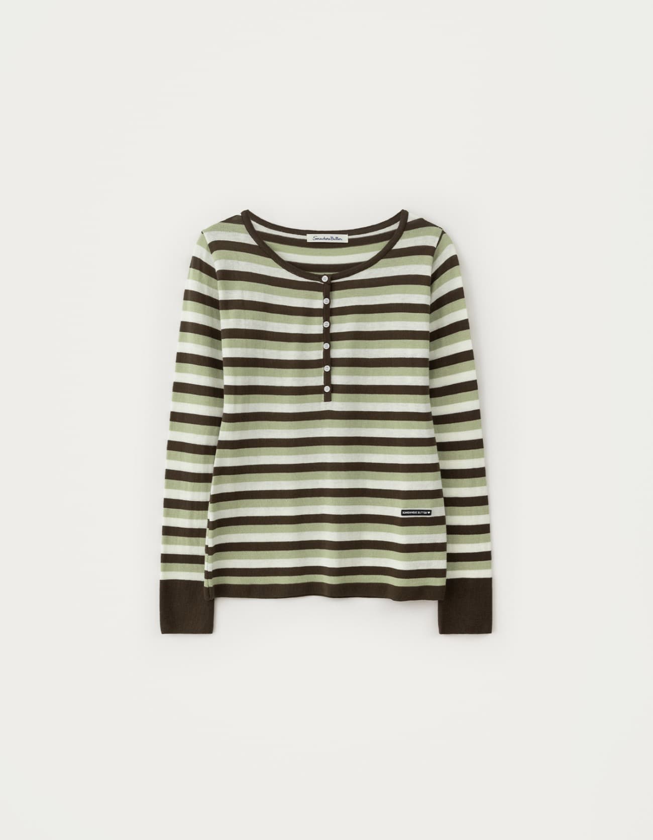 Stripe Molty Wappen Henly Knit - Melon