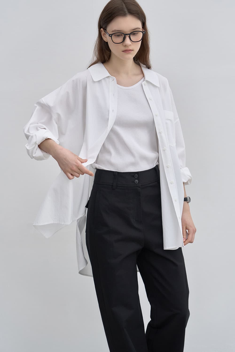 Boy-friend fit shirt White [N6SBL05]