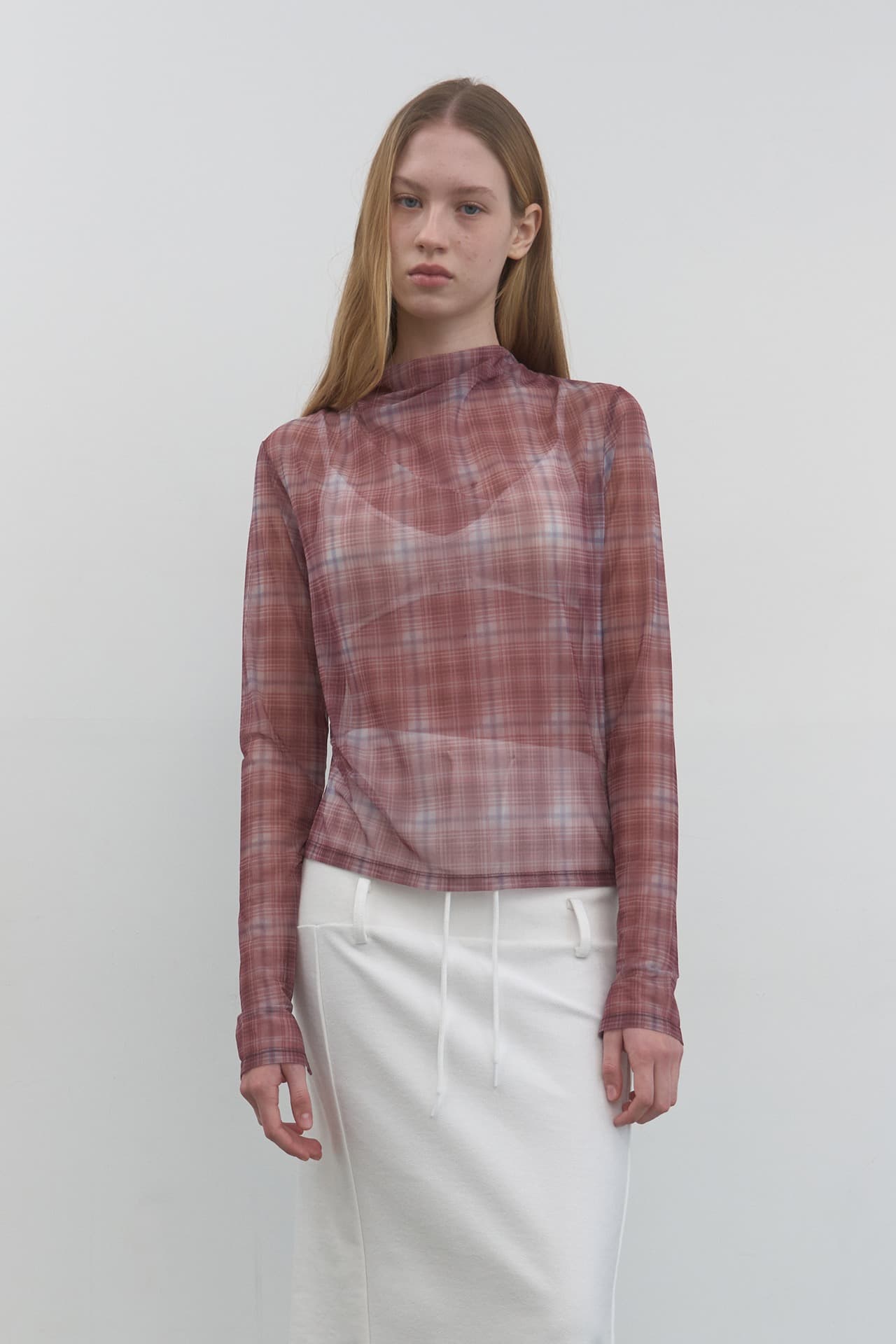 TURTLE NECK SHEER SHIRT_PINK