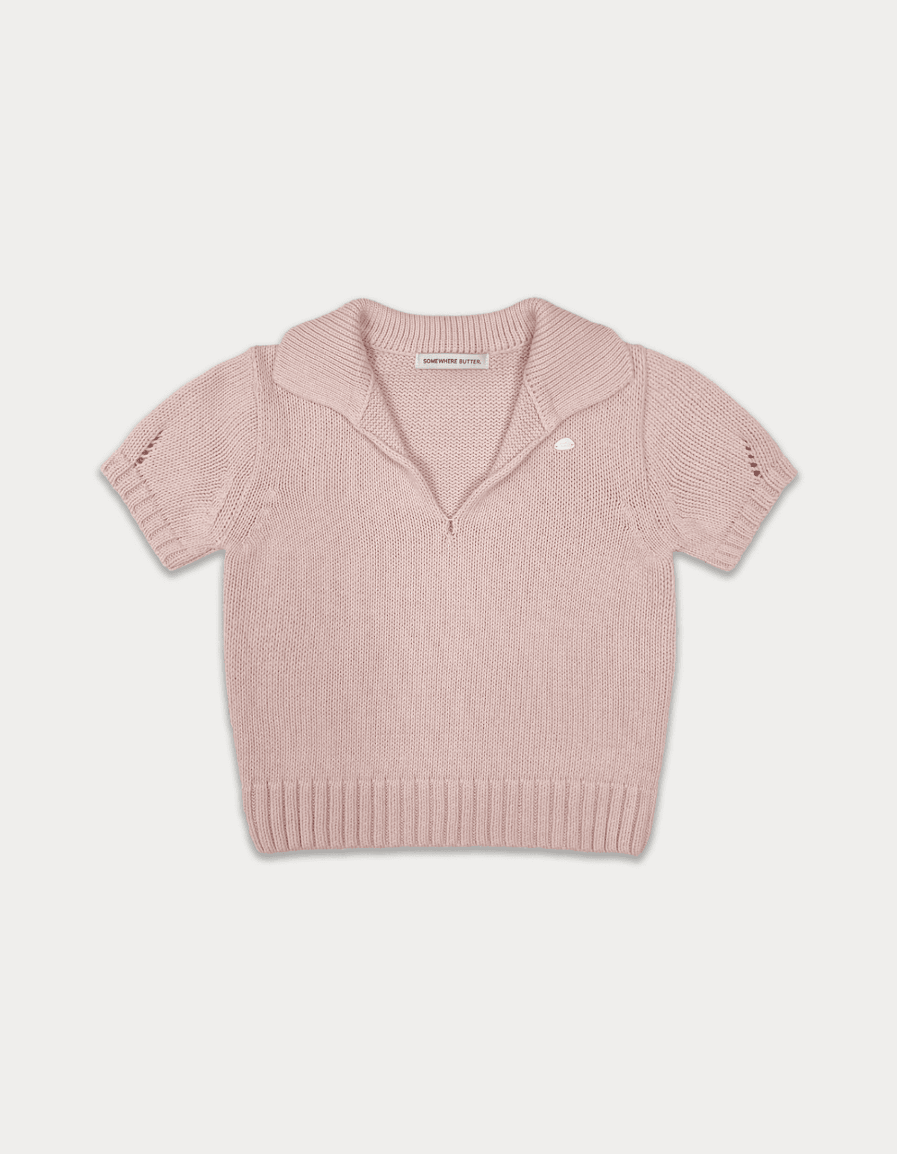 2nd / Cotton collar pendant knit - pink