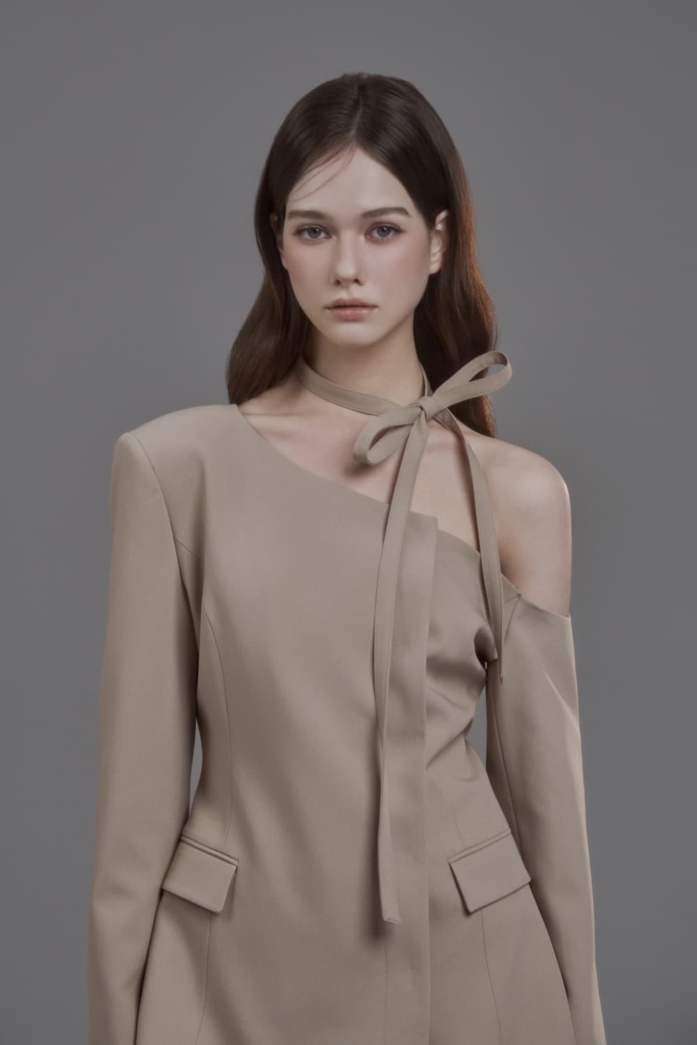 Emma String Off Shoulder Jacket - Beige