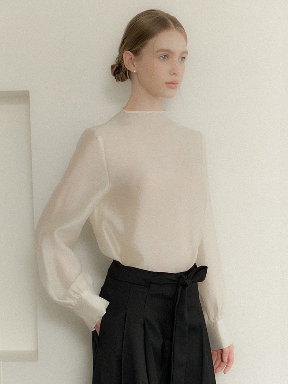 Simple Organza Blouse / Ivory(3color)