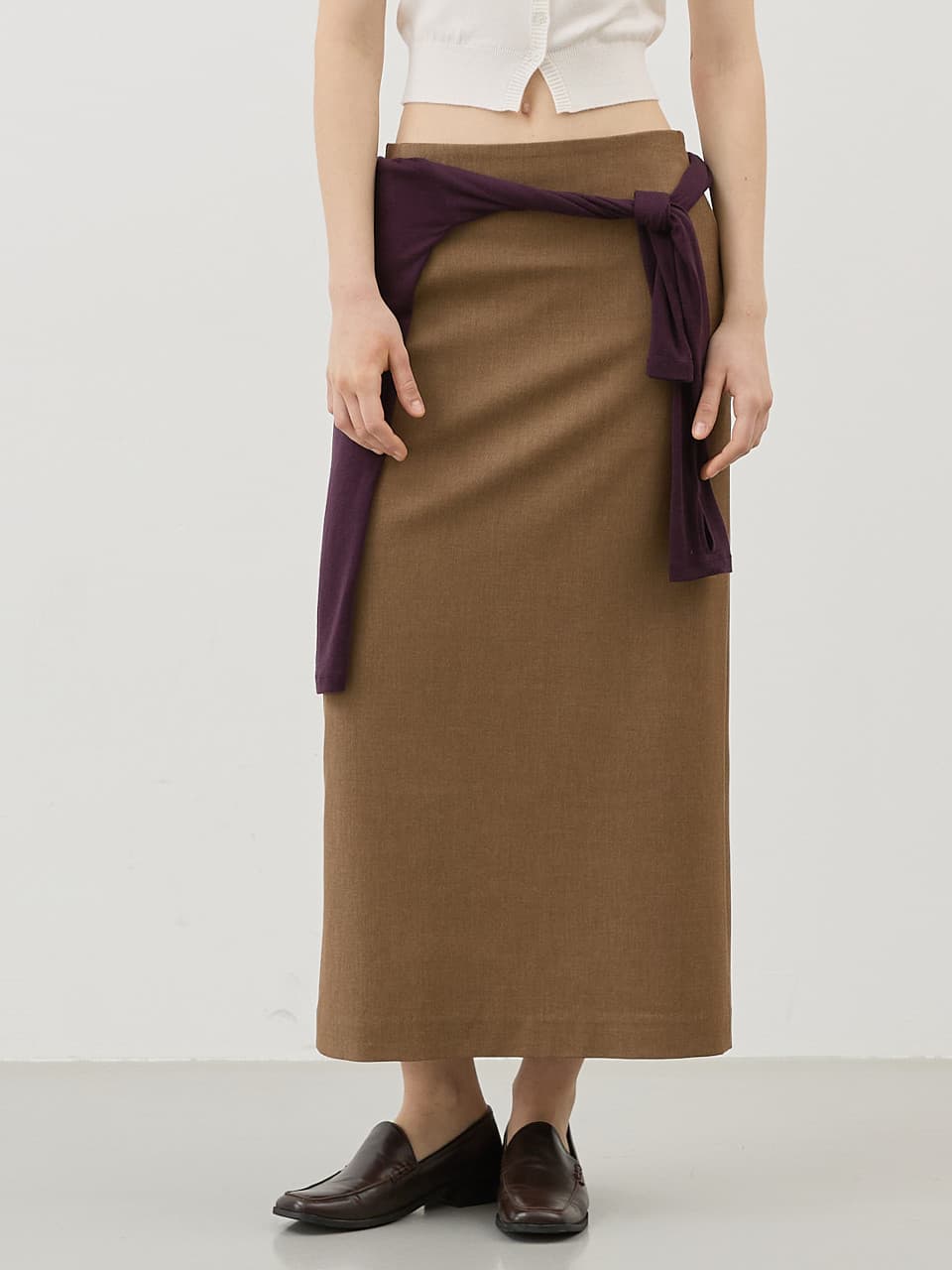 캐시 벨라인 롱 스커트_BROWN