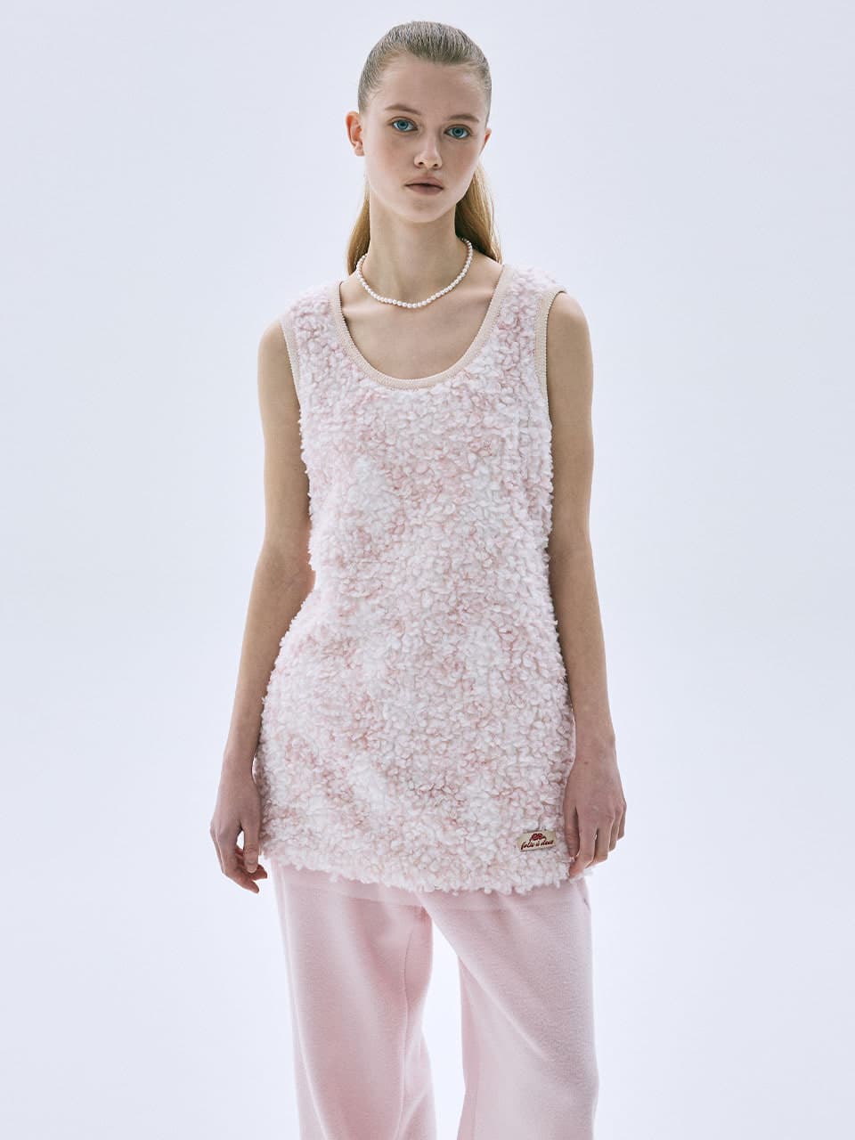 BOUCLE FUR DRESS SLEEVELESS_PINK