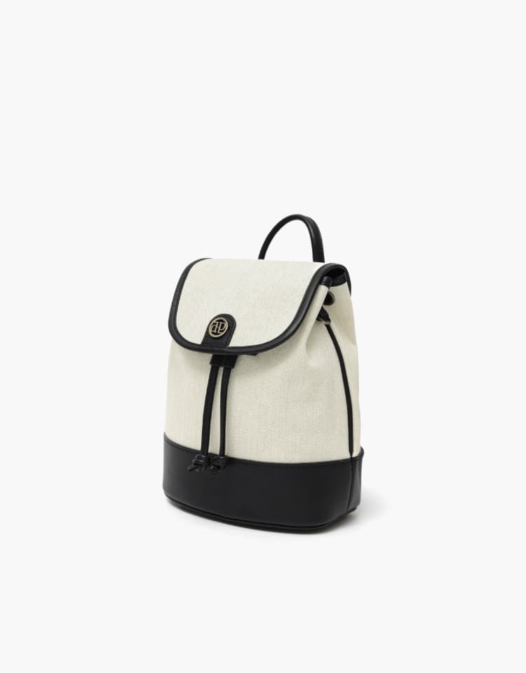 town bag (mini-backpack) - herringbone ivory