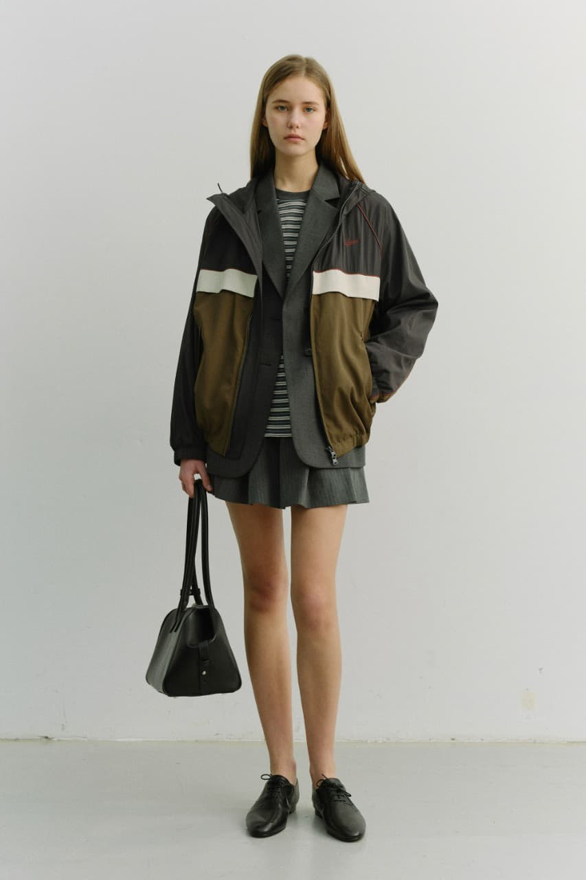 UNISEX BLOCKED WINDBREAKER CHARCOAL GREY_UDJU6A110CG
