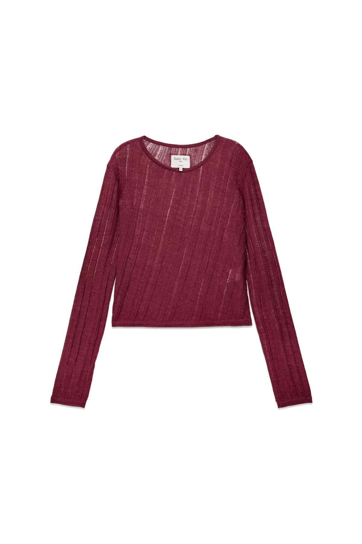 DIAGONAL TEXTURE KNIT TOP IN BURGUNDY