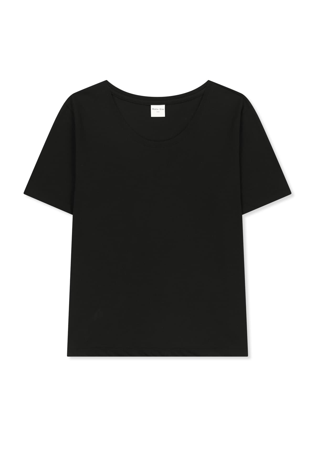 LABEL POINT U NECK TOP IN BLACK