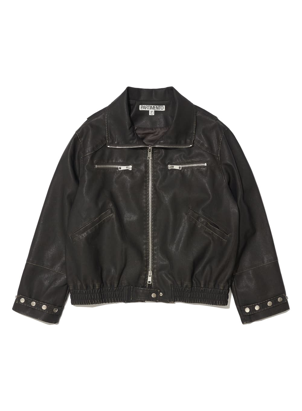 WASHED LEATHER BOMBER JACKET_KHAKI BROWN