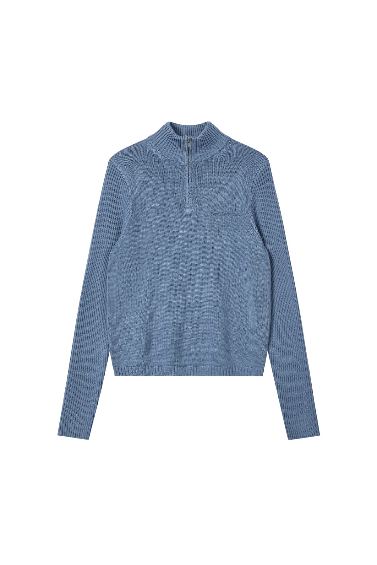 SLIM FIT HALF ZIP-UP KNIT - LIGHT BLUE