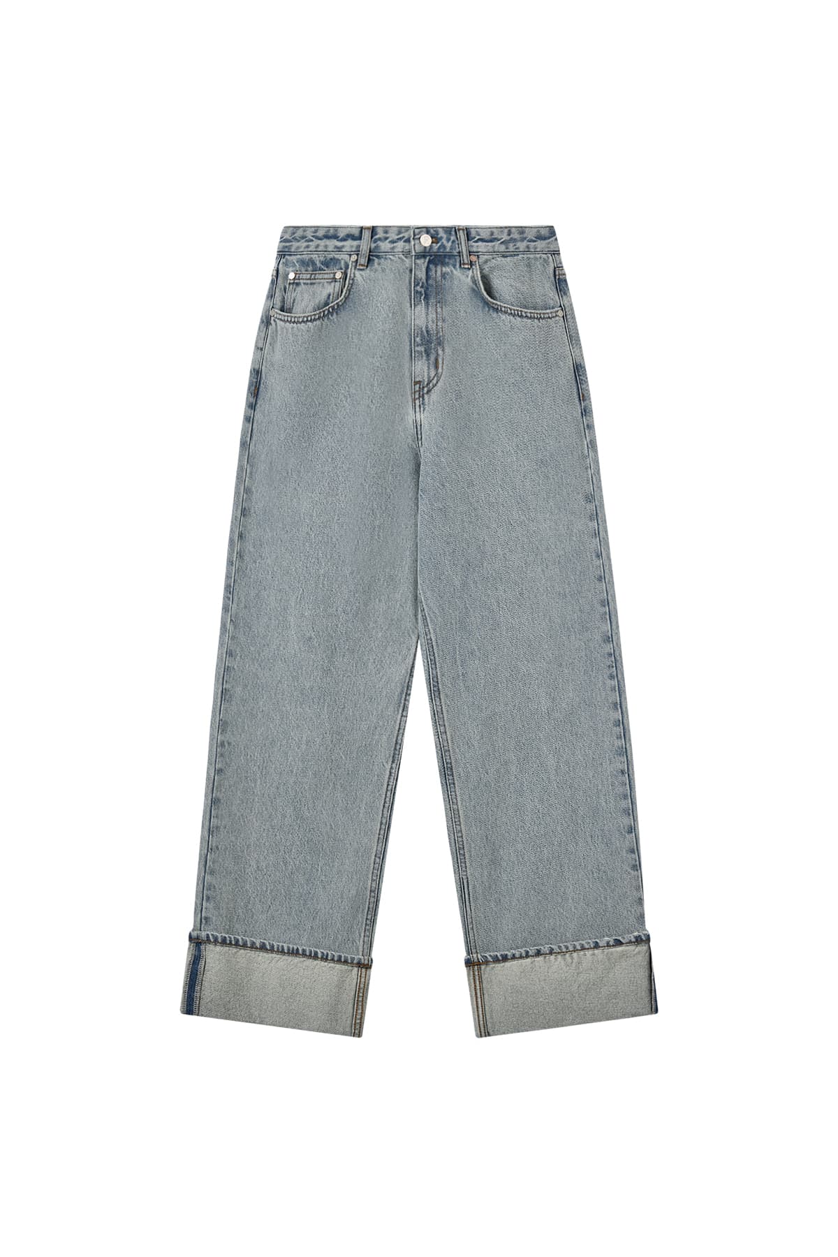ROLL-UP WIDE JEANS - LIGHT BLUE