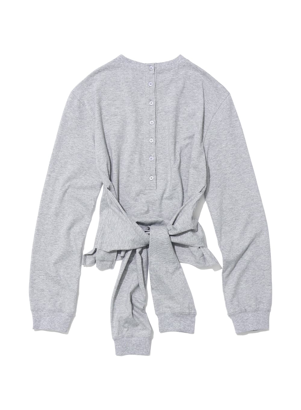 LAYERED SLEEVE-TIE LONG SLEEVE TOP_MELANGE