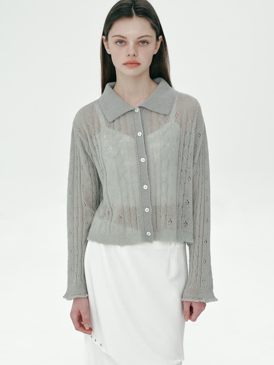COLLAR MOHAIR CARDIGAN (MINT)