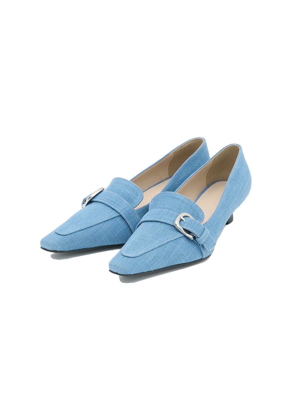 POINTED BELTED PUMPS_DENIM