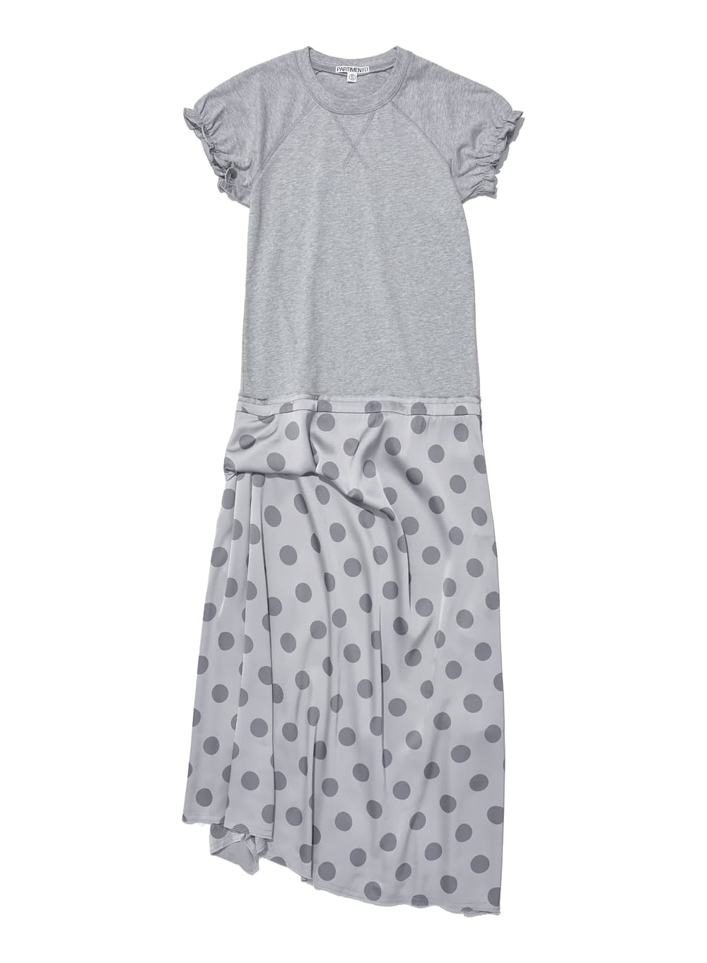DRAPE DOT PRINTED PUFF COMBI DRESS_MELANGE